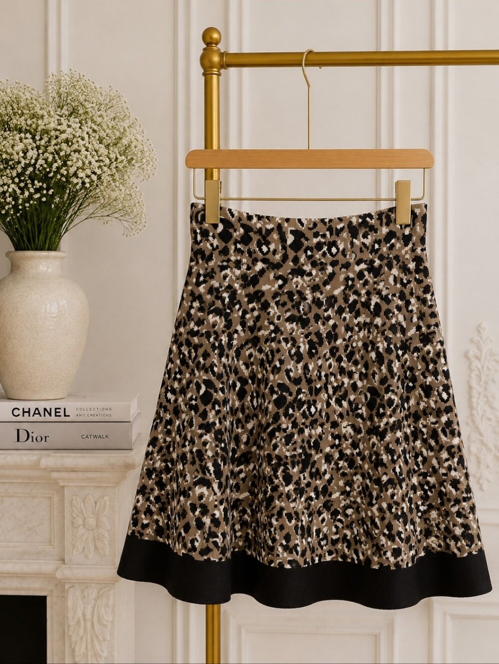 Classic Concepts Animal Print A-Line Knit Skirt | Stretch | Size S